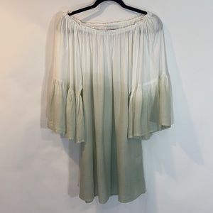 NEW KIWI + PUNCH mini dress. Miami One Size Muted Green Peasant Dress